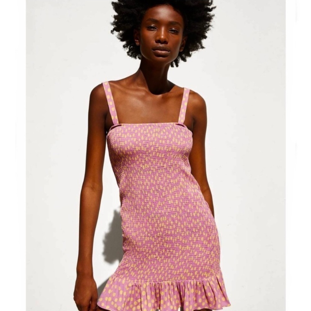 ZARA Pink and Yellow Polka Dot Sundress